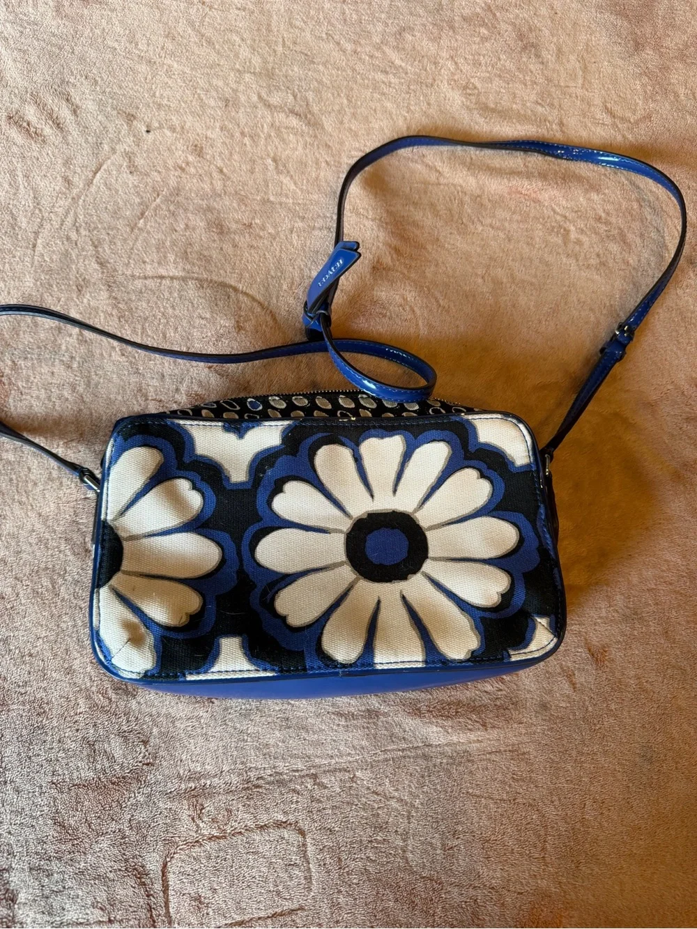 Coach Blue and White Floral Crossbody Bag